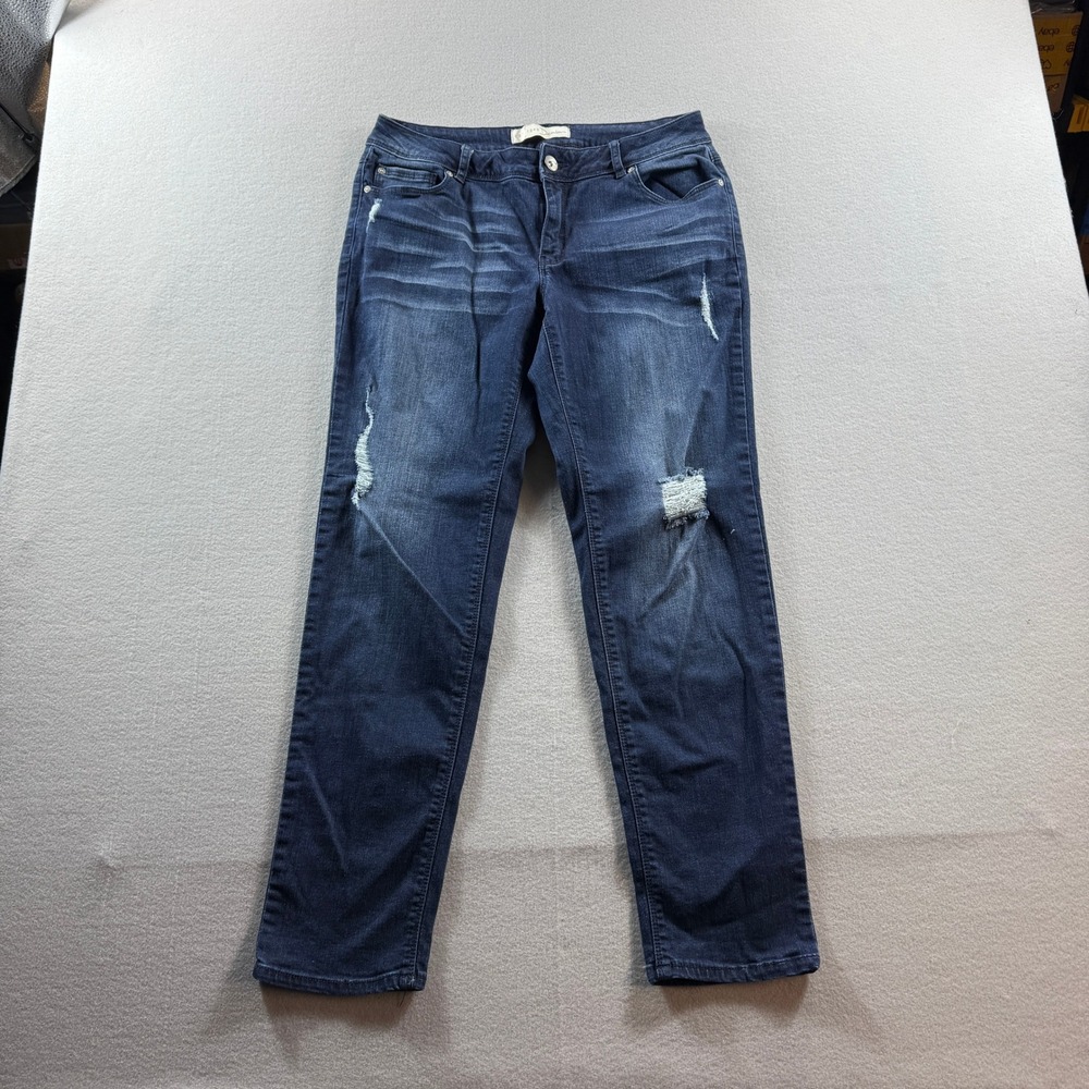 EST 1946 Denim Jeans Womens 8 Blue Distressed Straight Leg Stretch